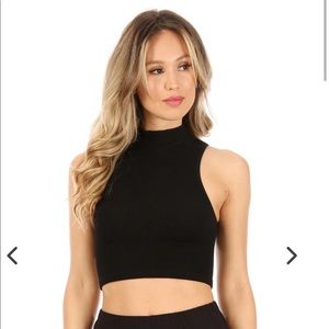2 for $20 - Black mock turtle neck crop top